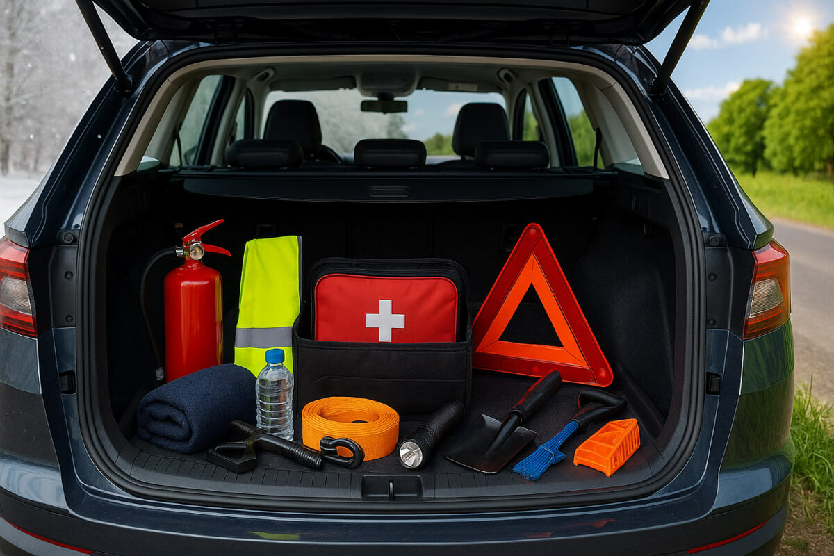 nuttige spullen in de kofferbak