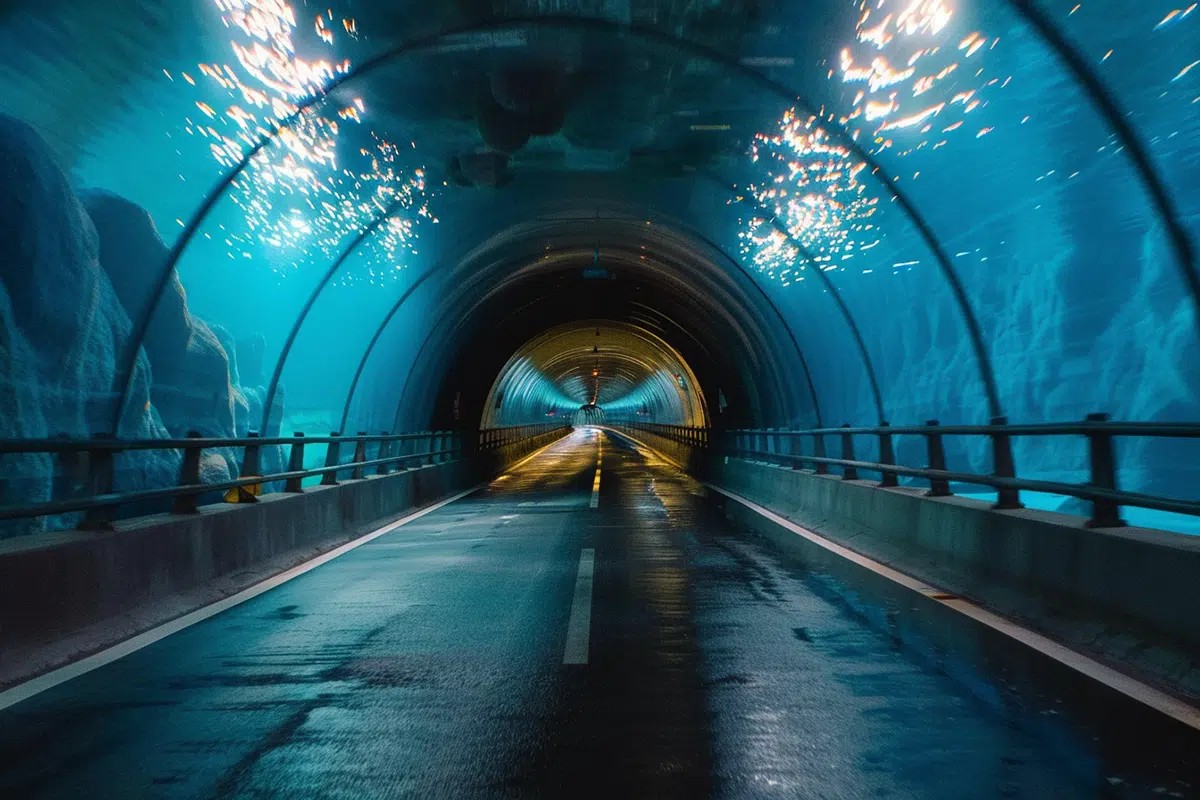 De bouw van een onderwater tunnel voor auto's en meer.