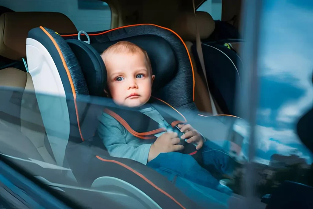 Kind achter autoramen.